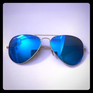 Ray Ban Blue Lense Aviator Sunglasses